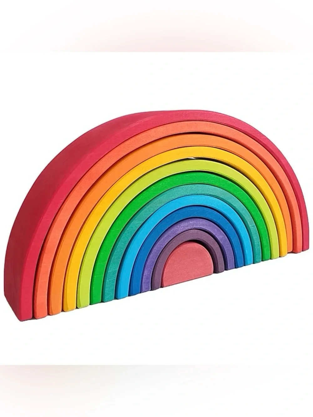 Wooden Rainbow Stacking Arches - Multicolor Wooden Building Set